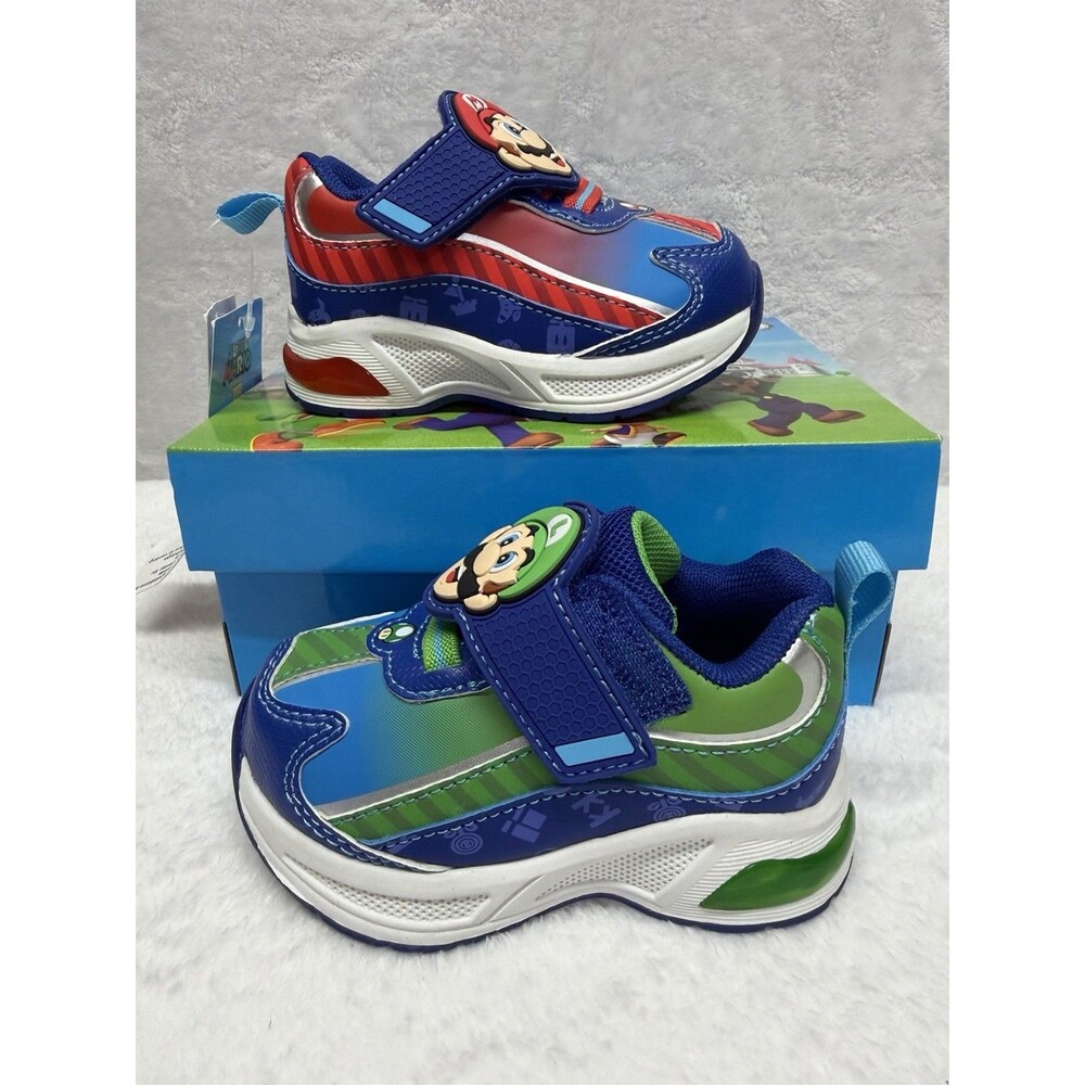 Nintendo Super Mario Boys Light Up Sneakers Mario Luigi Toddler Size 5